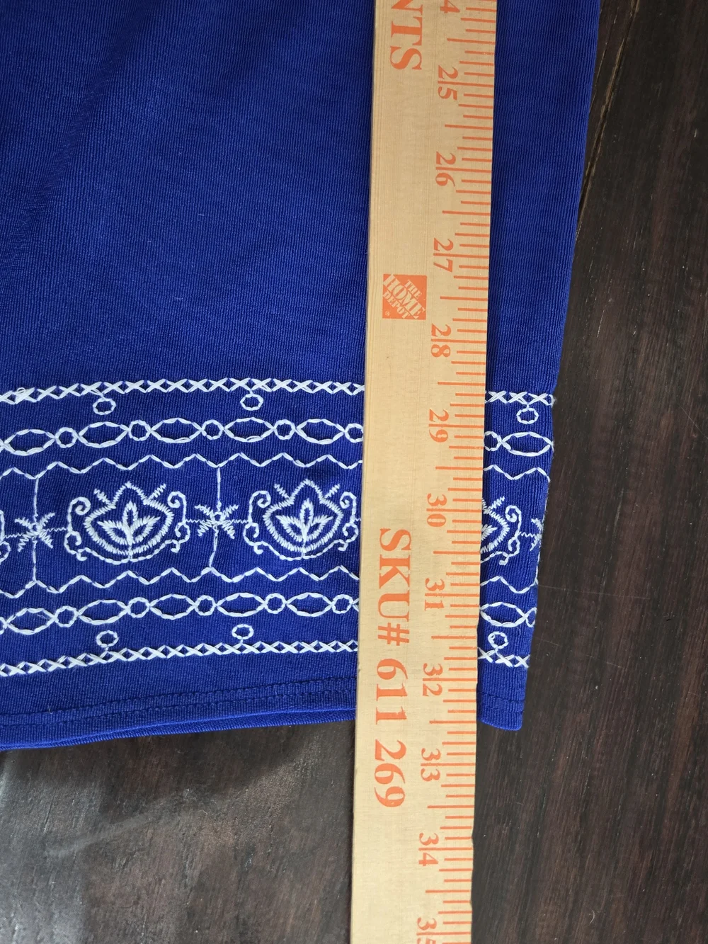 Chico's Travelers Blue Embroidered Hem Cropped Wide Leg Travel Pants Size 3 XL